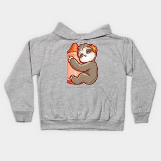 Orange Crayon Coloring Sloth back to school gifts Kids Hoodie